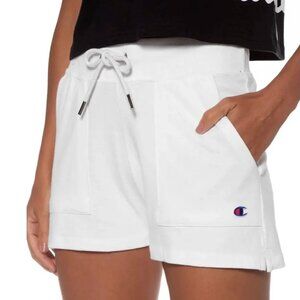 Champion Shorts Womens XL White French Terry Drawstring Pocket Lounge Athletic
